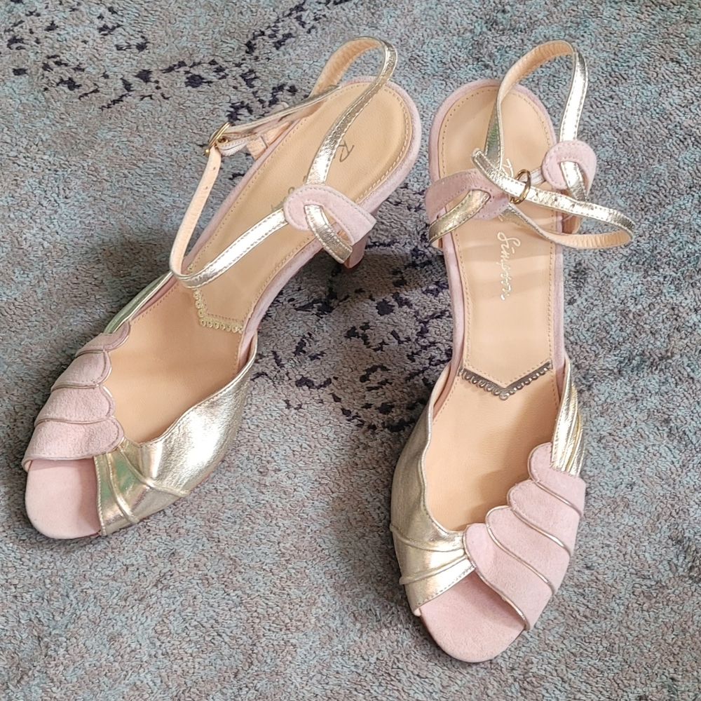 Rachel Simpson BHLDN Aurelia Powder Pink Caramia Heels NEW! 🩷 - Picture 3 of 9